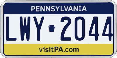 PA license plate LWY2044