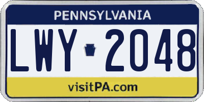 PA license plate LWY2048