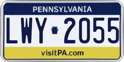 PA license plate LWY2055