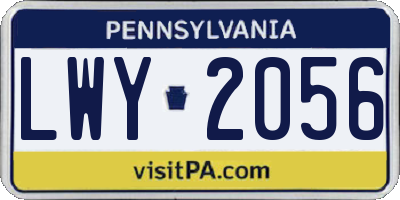 PA license plate LWY2056