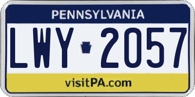 PA license plate LWY2057