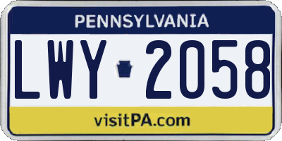 PA license plate LWY2058