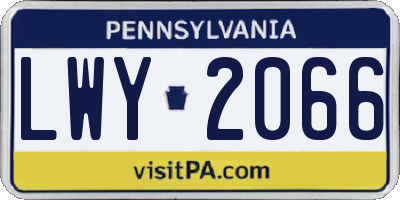 PA license plate LWY2066