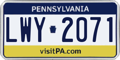 PA license plate LWY2071