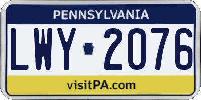 PA license plate LWY2076