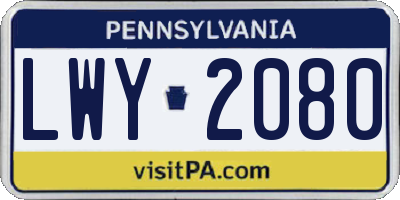 PA license plate LWY2080