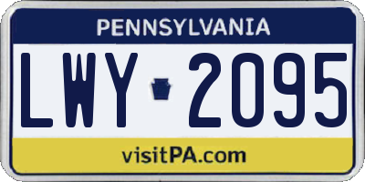 PA license plate LWY2095