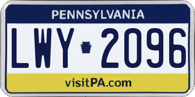 PA license plate LWY2096