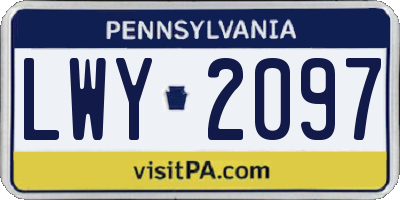 PA license plate LWY2097