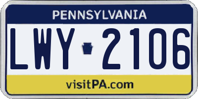 PA license plate LWY2106