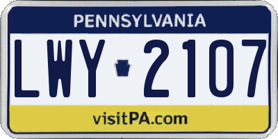 PA license plate LWY2107