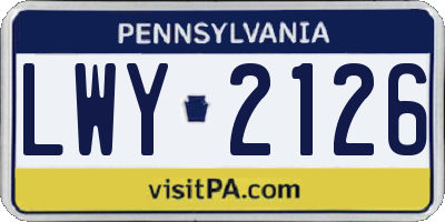 PA license plate LWY2126