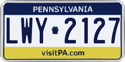 PA license plate LWY2127