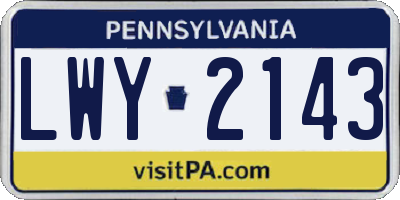 PA license plate LWY2143