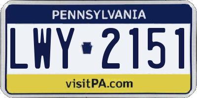 PA license plate LWY2151