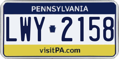PA license plate LWY2158