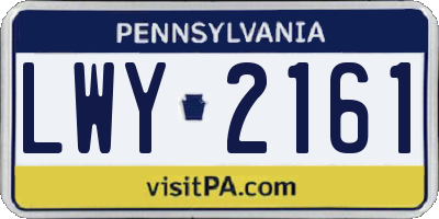 PA license plate LWY2161