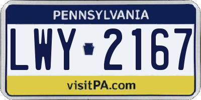 PA license plate LWY2167