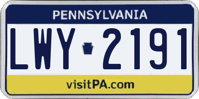 PA license plate LWY2191