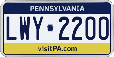 PA license plate LWY2200