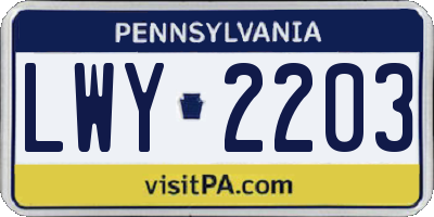 PA license plate LWY2203