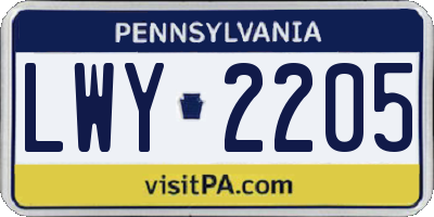 PA license plate LWY2205