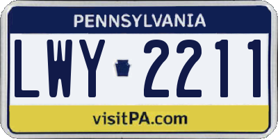 PA license plate LWY2211
