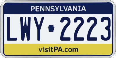 PA license plate LWY2223