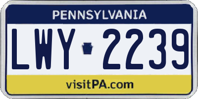 PA license plate LWY2239