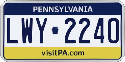 PA license plate LWY2240
