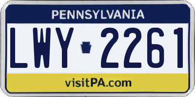 PA license plate LWY2261