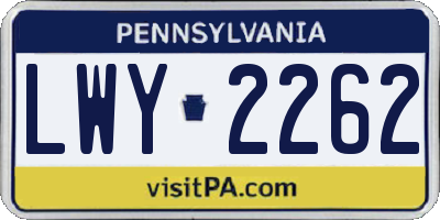 PA license plate LWY2262