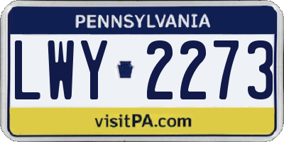 PA license plate LWY2273