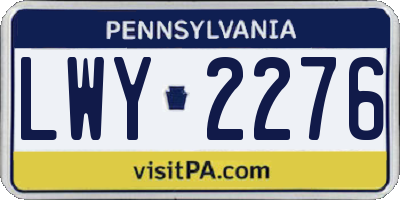 PA license plate LWY2276