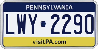 PA license plate LWY2290