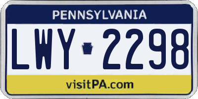 PA license plate LWY2298