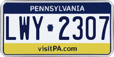 PA license plate LWY2307