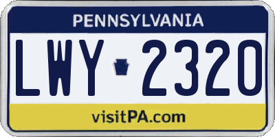 PA license plate LWY2320