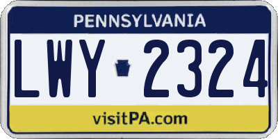 PA license plate LWY2324
