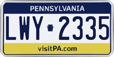 PA license plate LWY2335