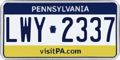 PA license plate LWY2337