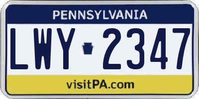 PA license plate LWY2347