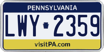 PA license plate LWY2359