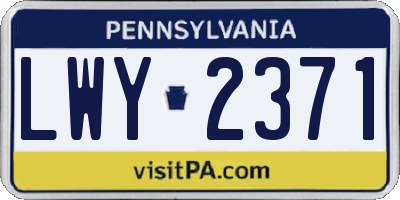 PA license plate LWY2371