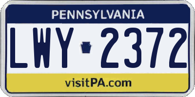 PA license plate LWY2372