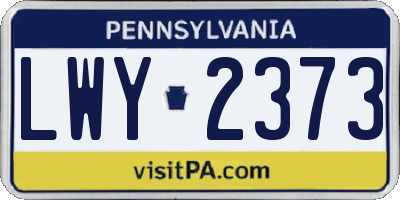 PA license plate LWY2373