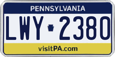 PA license plate LWY2380