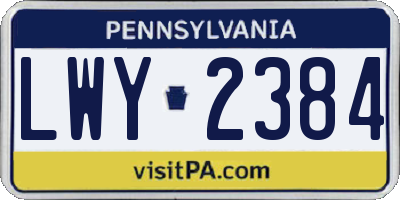 PA license plate LWY2384