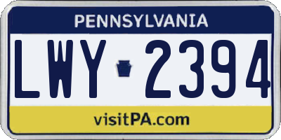 PA license plate LWY2394