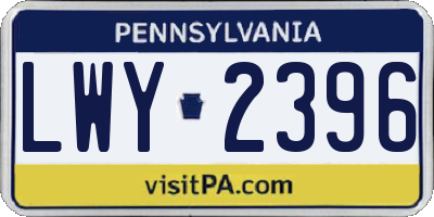 PA license plate LWY2396